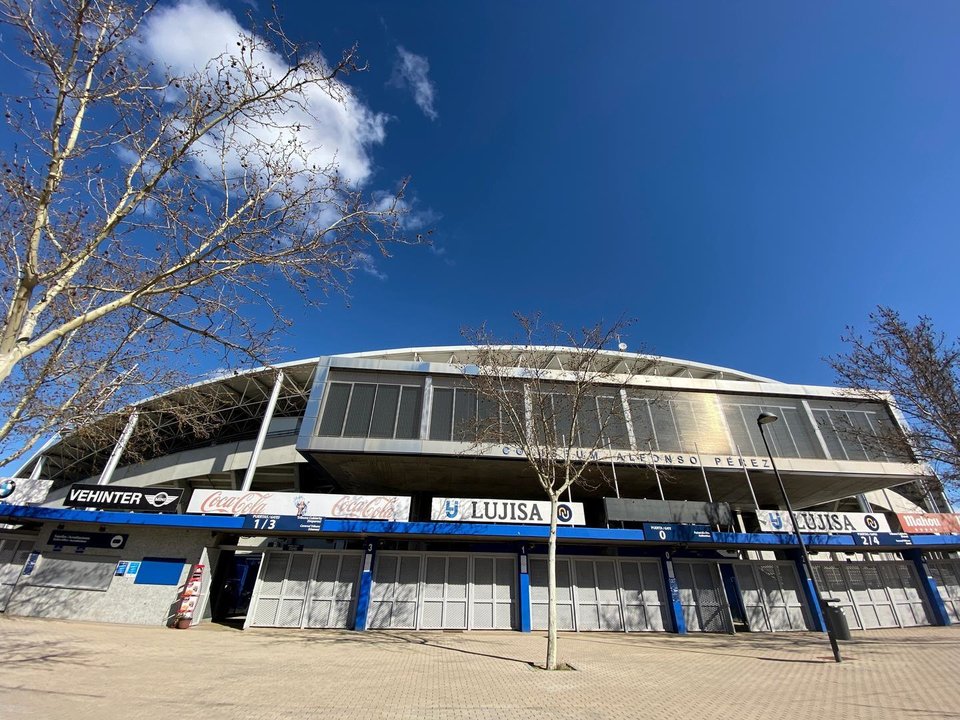 El Estadio 'Coliseum Alfonso Pérez', dos días después de que la recomendación del Ministerio de Sanidad de que los eventos deportivos profesionales “en los que se espere alta afluencia de aficionados procedente de zonas de riesgo se celebren a puerta cerrada”, como el partido de la Europa League entre Getafe e Inter de Milán (19 de marzo), en Getafe (Madrid, España), a 5 de marzo de 2020.
05 MARZO 2020;CORONAVIRUS;MADRID;GETAFE;VIRUS;EUROPA LEAGUE
Eduardo Parra / Europa Press
(Foto de ARCHIVO)
05/3/2020
