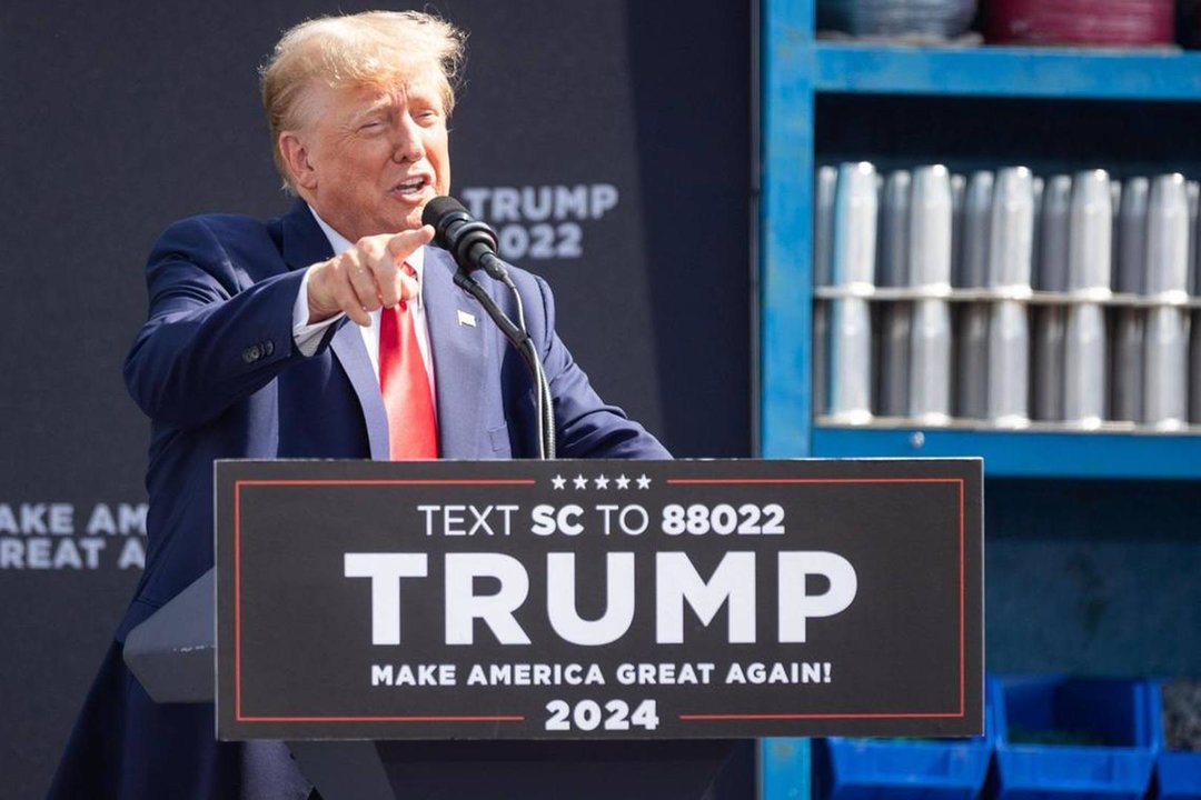 January 17, 2024: Former president Donald Trump holds a campaign event at the Sportsman Boats manufacturing plant in Summerville, South Carolina, on Sept. 25, 2023.,Image: 838193701, License: Rights-managed, Restrictions: , Model Release: no, Credit line: Joshua Boucher / Zuma Press / ContactoPhoto