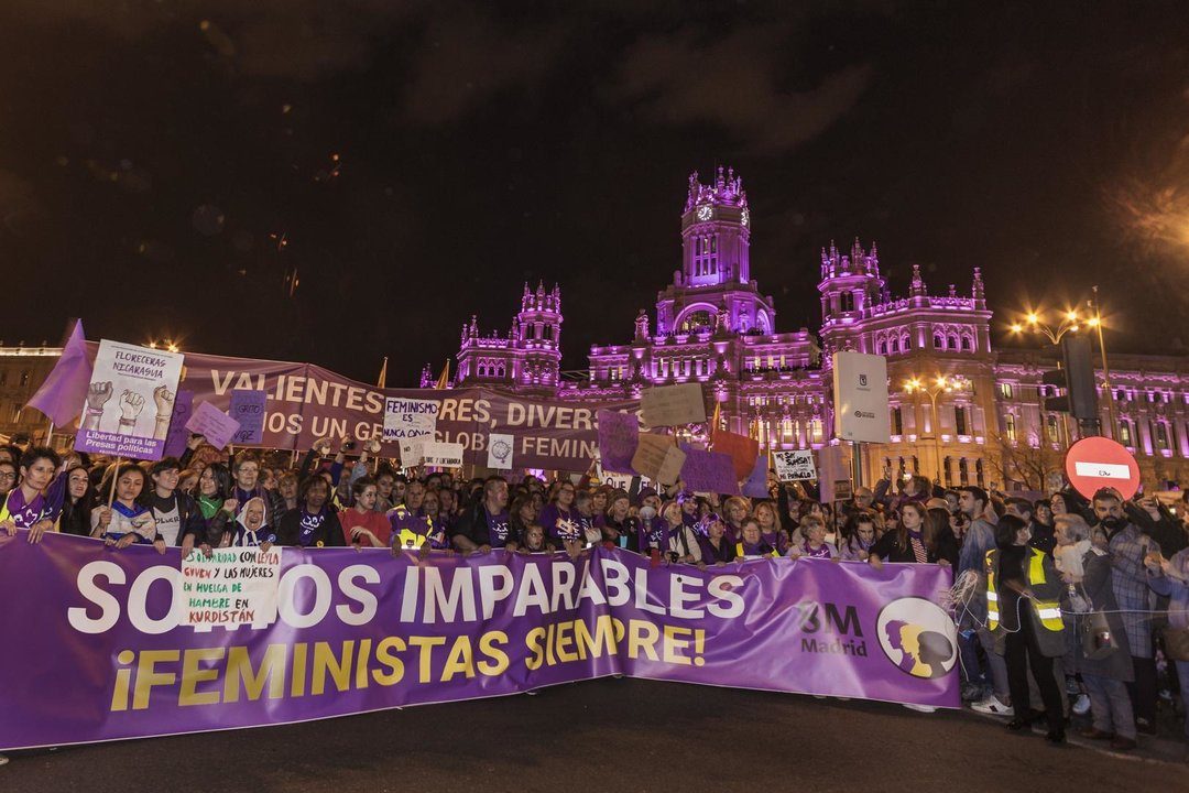 March 8, 2019 - Madrid, Madrid, Spain - Front of the feminist demonstration during the celebrations of the International WomanÂ´s Day in Madrid.,Image: 418303146, License: Rights-managed, Restrictions: , Model Release: no, Credit line: Celestino Arce Lavin / Zuma Press / ContactoPhoto