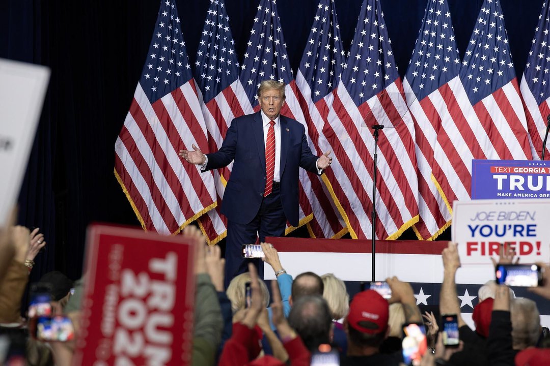 March 9, 2024, Rome, Georgia, USA: Former president Donald Trump greets  crowd at rally in Rome, Georgia.,Image: 855584094, License: Rights-managed, Restrictions: , Model Release: no, Credit line: Robin Rayne / Zuma Press / ContactoPhoto
