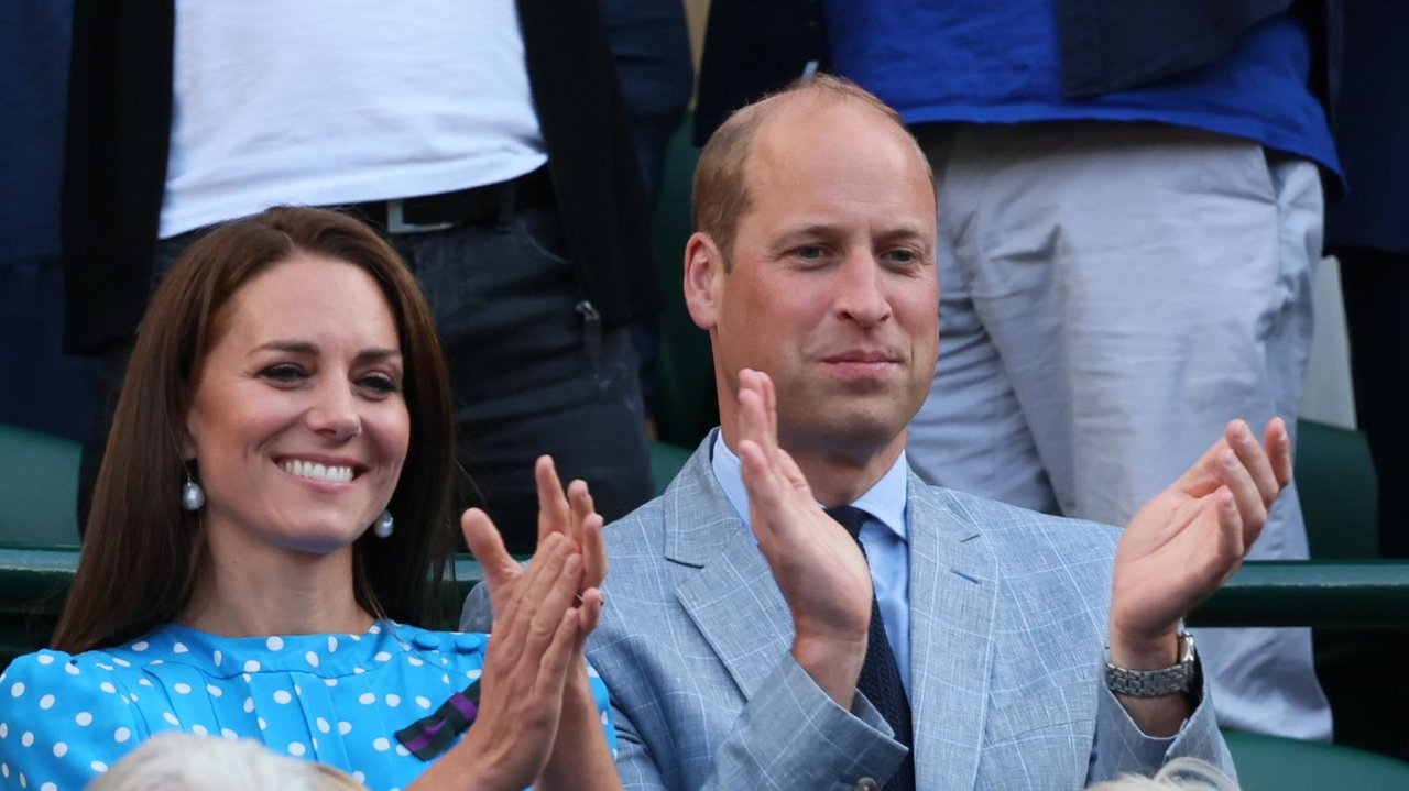 July 5, 2022, LONDON, UNITED KINGDOM: Catherine, Duchess of Cambridge (aka Kate Middleton) and Prince William, Duke of Cambridge, attend a tennis match between Belgian Goffin and UK Norrie in the 1/8 finals of the men's singles tournament at the 2022 Wimbledon grand slam tennis tournament at the All England Tennis Club, in south-west London, Britain, Tuesday 05 July 2022.,Image: 705258745, License: Rights-managed, Restrictions: * Belgium, France, Germany, Luxembourg and Netherlands Rights OUT *, Model Release: no, Credit line: Benoit Doppagne / Zuma Press / ContactoPhoto