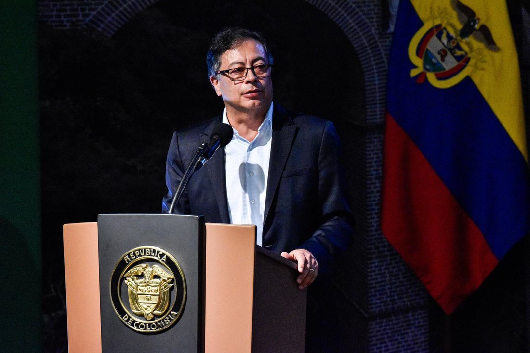 February 28, 2024, Bogota, Cundinamarca, Colombia: Colombian president Gustavo Petro speaks during the inauguration ceremony of the International Tourism Showcase 'ANATO' in Corferias, Bogota, Colombia, on February 28, 2024.,Image: 851927785, License: Rights-managed, Restrictions: , Model Release: no, Credit line: Cristian Bayona / Zuma Press / ContactoPhoto