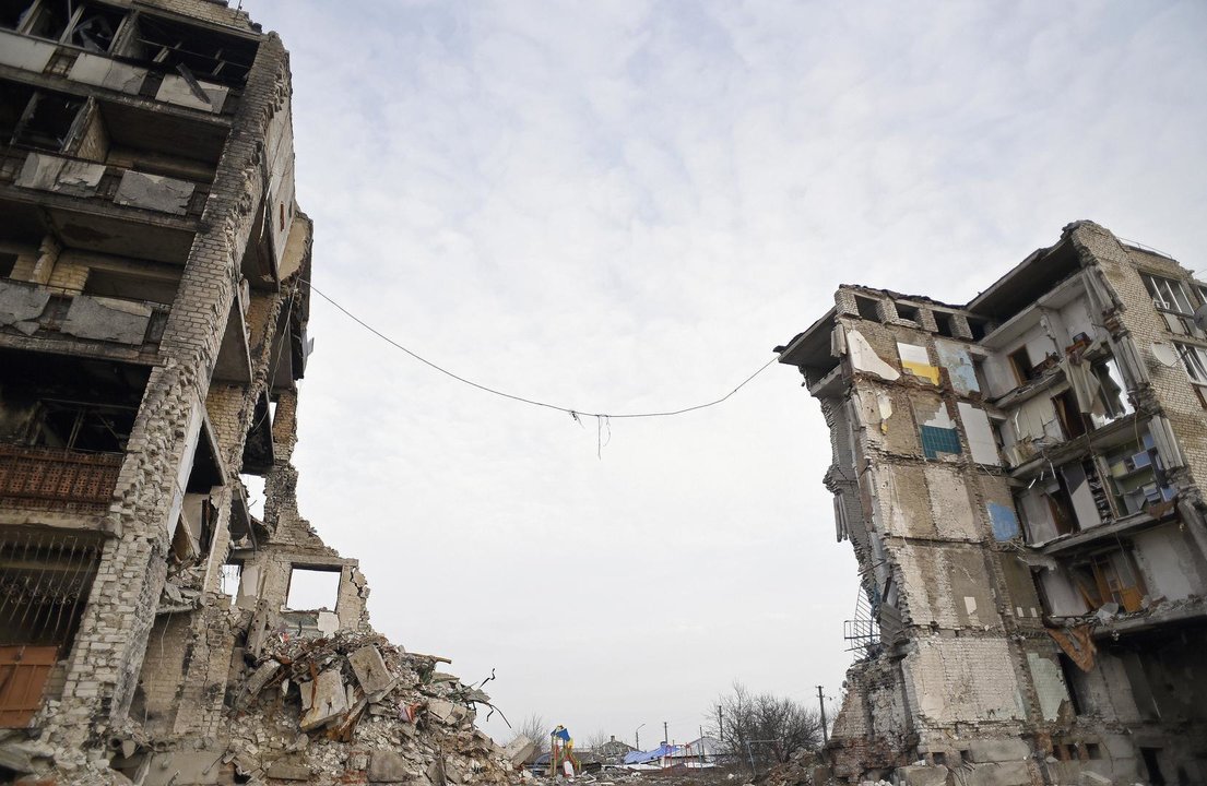 December 25, 2022, Izium, Kharkiv Region, Ukraine: A residential building destroyed in the shelling of Russian troops is pictured in Izium liberated from Russian occupiers, Kharkiv Region, northeastern Ukraine.,Image: 746612179, License: Rights-managed, Restrictions: , Model Release: no, Credit line: Kaniuka Ruslan / Zuma Press / ContactoPhoto