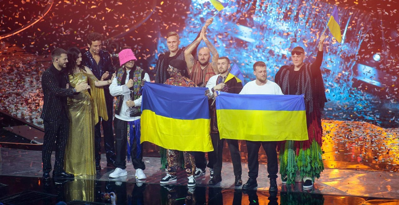 May 14, 2022, Turin, Italy: Kalush Orchestra (Stefani?) Ukraine during the Eurovision Song Contest Grand Final on 14 May 2022 at Pala Olimpico, Turin, Italy. Photo Nderim Kaceli.,Image: 691447594, License: Rights-managed, Restrictions: * Italy Rights Out *, Model Release: no, Credit line: Nderim Kaceli / Zuma Press / ContactoPhoto