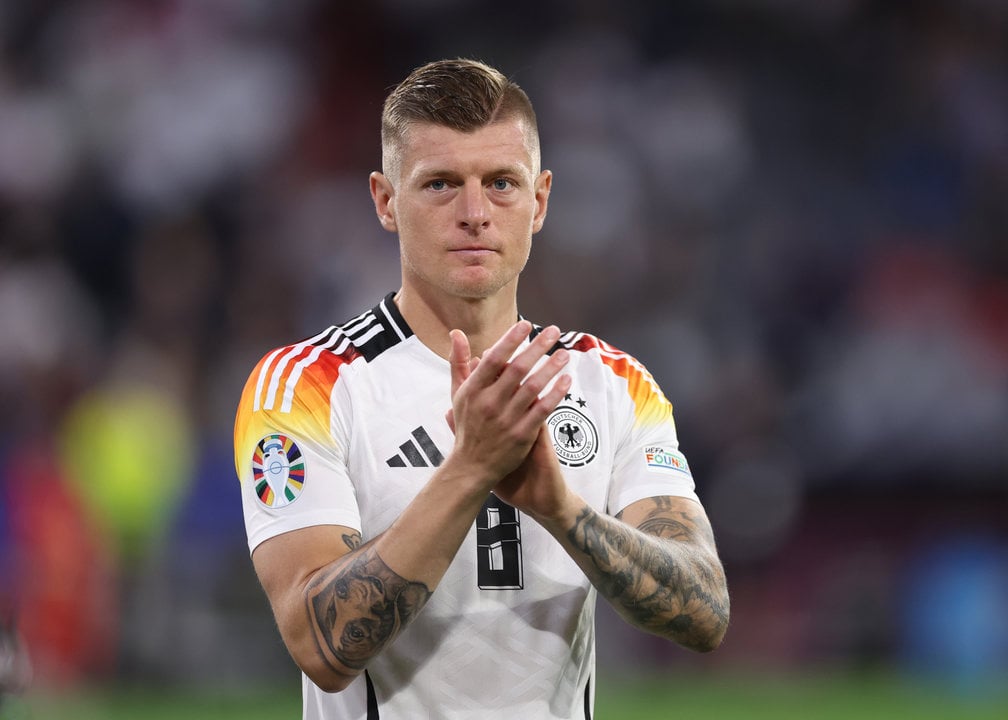 June 14, 2024, Munich: Munich, Germany, 14th June 2024. Toni Kroos of Germany applauds the fans during the UEFA European Championships match at Allianz Arena, Munich.
David Klein / Zuma Press / ContactoPhoto