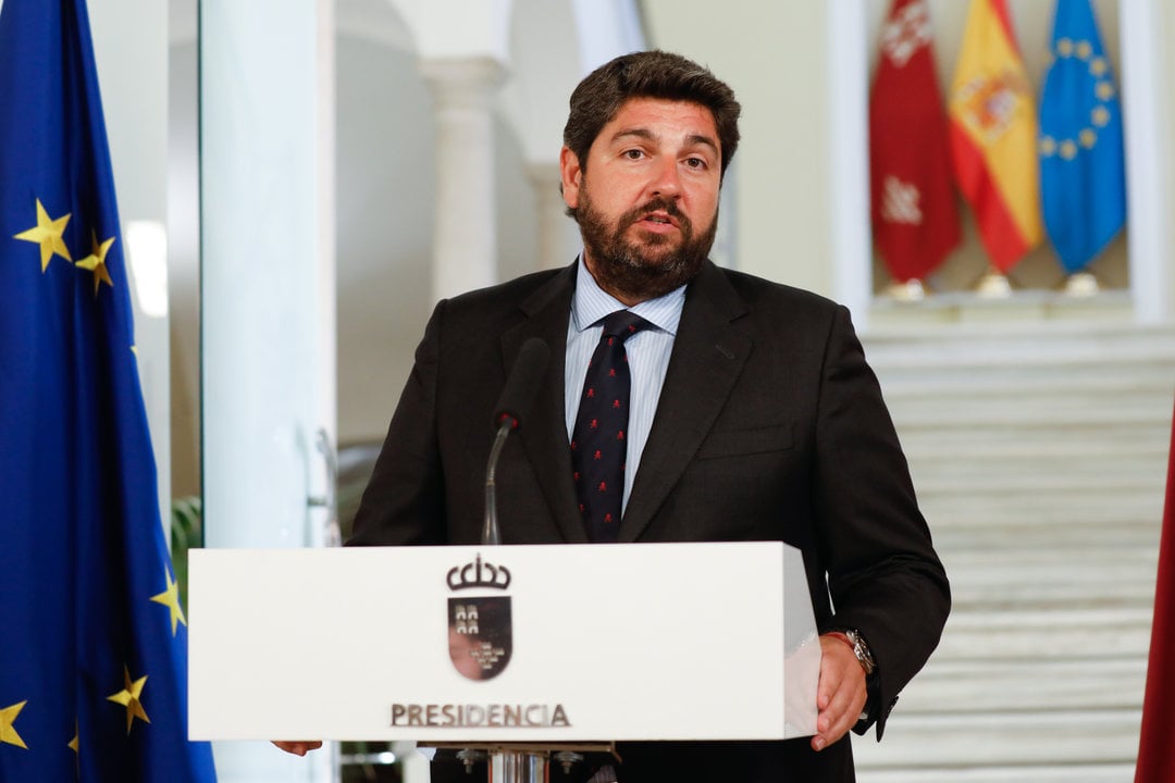 15-07-24 El presidente de la región de mUrcia, Fernando López Miras anuncia nueva composición de Gobierno tras la ruptura con Vox. Edu Botella / Europa Press