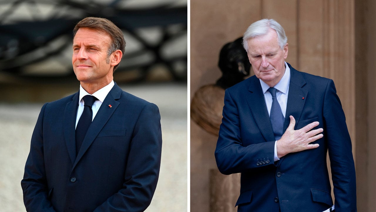 Emmanuel Macron y Michel Barnier — Alexis Sciard y Julien Mattia / Zuma Press / ContactoPhoto