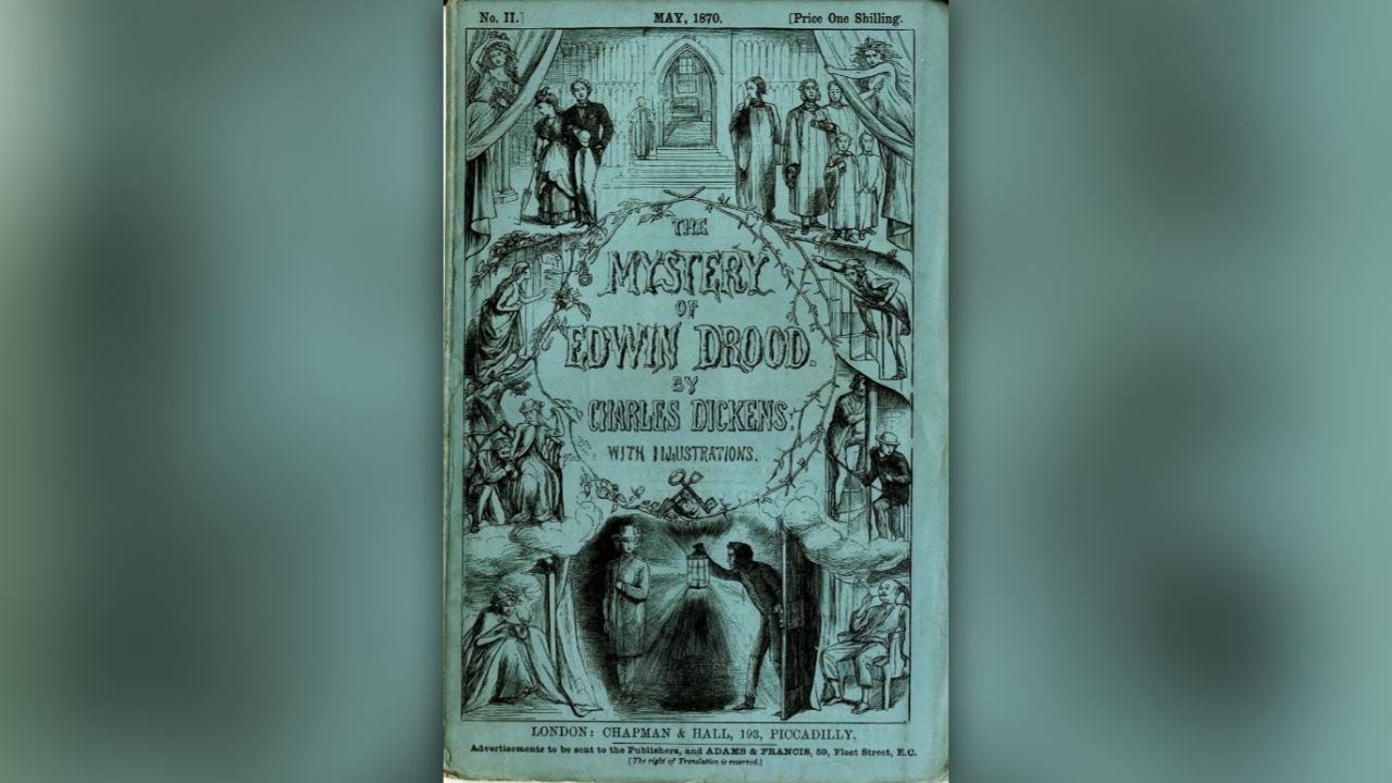 Portada de la edición original de "El misterio de Edwin Drood", novela policial inconclusa de Charles Dickens