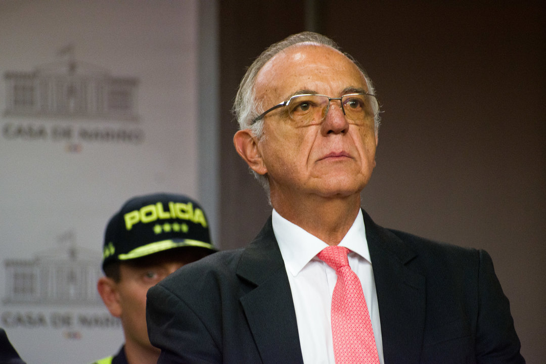 Colombian Defense Minister Ivan Velasquez during a news conference, regarding the bilateral ceasefire between the National Liberation Army (ELN) and military forces during peace negotiations in Bogota, Colombia January 4, 2023. Photo by: Daniel Romero/Long Visual Press