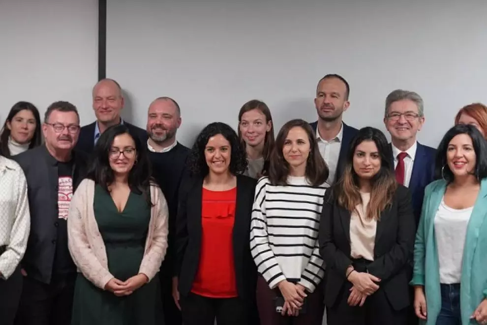 Manon Aubry (Francia Insumisa), Ione Belarra (Podemos) y otros dirigentes de la izquierda — Twitter