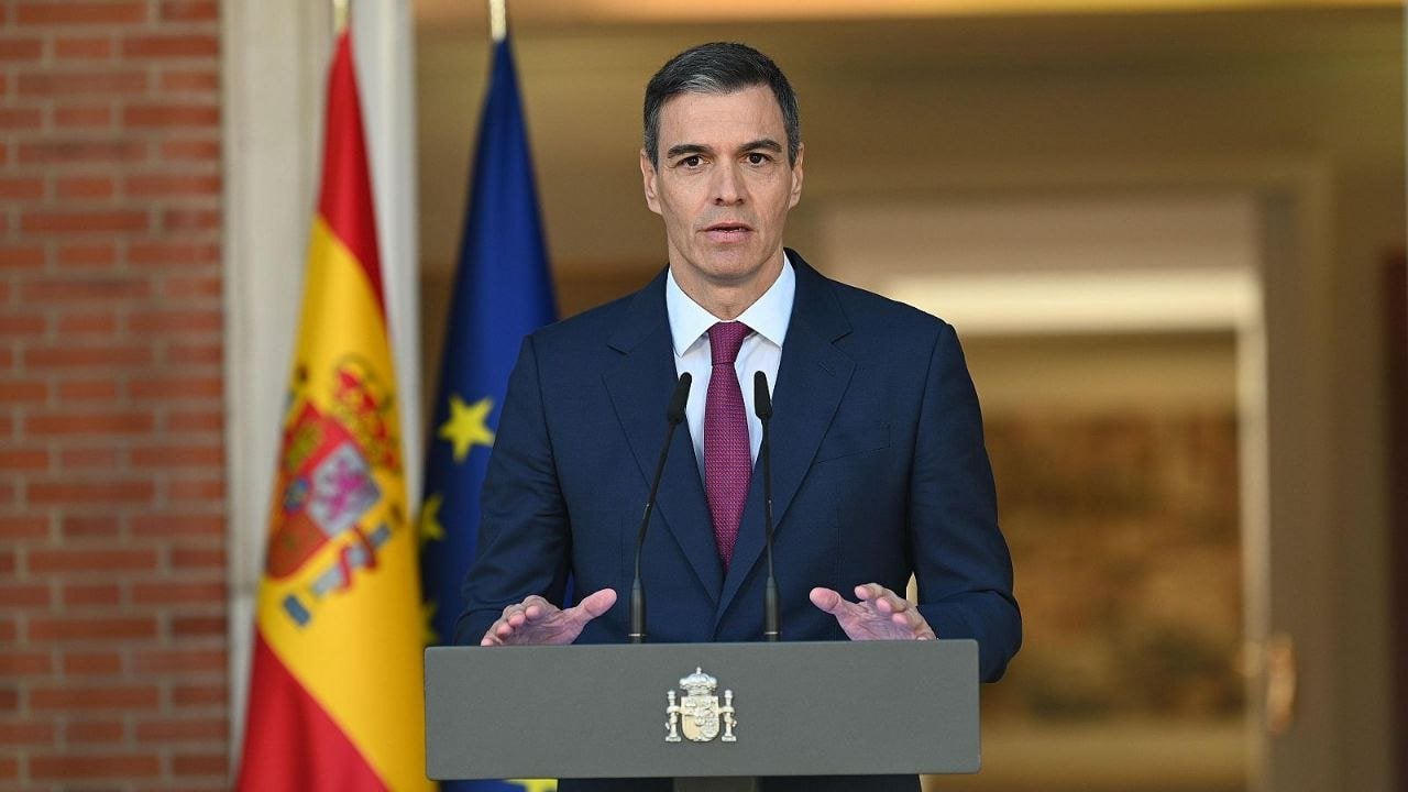 Pedro Sánchez, durante su comparecencia en La Moncloa para anunciar que no dimite — Foto: RTVE